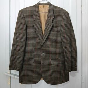 Vintage Cacharel Medium Wool Blend Plaid Men's Blazer